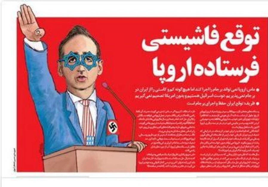 Iranian regime paper prints cartoon of German FM as 'Zionist Nazi'